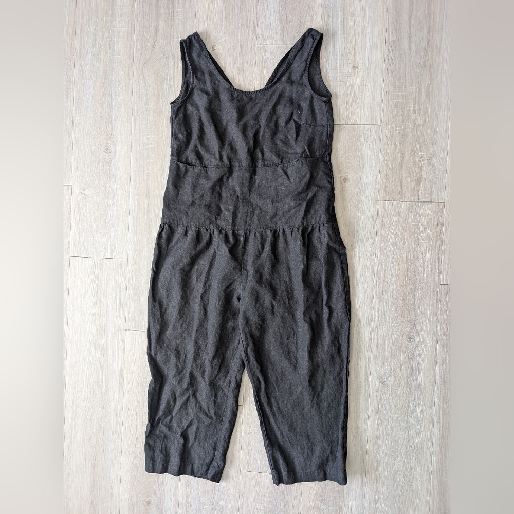Linenfox Charcoal Linen Sleeveless Jumpsuit